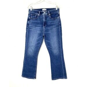 LOFT Made and Loved Boot Jeans 29 The Kick Crop Modern Blue Denim High Rise